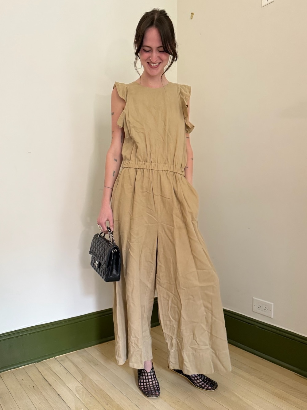 Ulla Johnson Khaki Jumpsuit with Open Back
